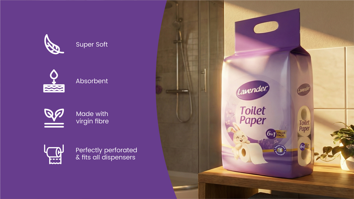 Lavender Toilet Paper 6 Roll Pack
