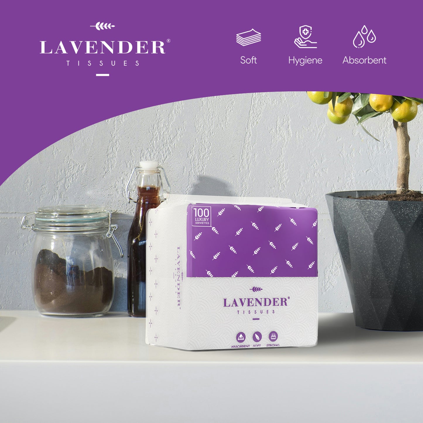 Lavender Paper Napkin Pack of 4