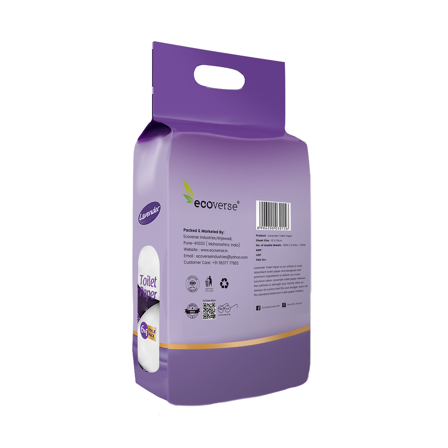 Lavender Toilet Paper 6 Roll Pack