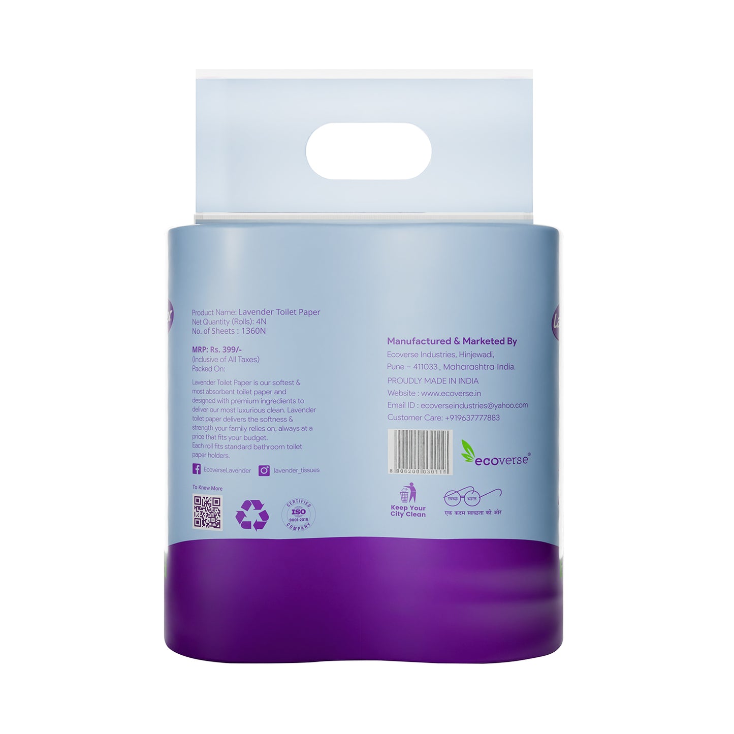 Lavender Toilet Paper 4 Roll Pack
